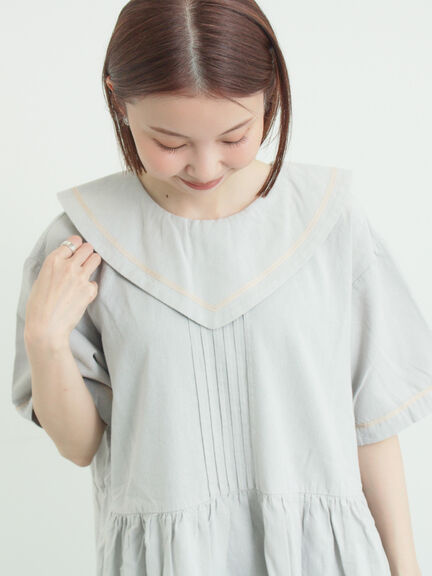 ビッグ襟前後2WAYワンピース（ブラック/ベージュ/ブルー）｜Samansa Mos2（サマンサ モスモス）通販