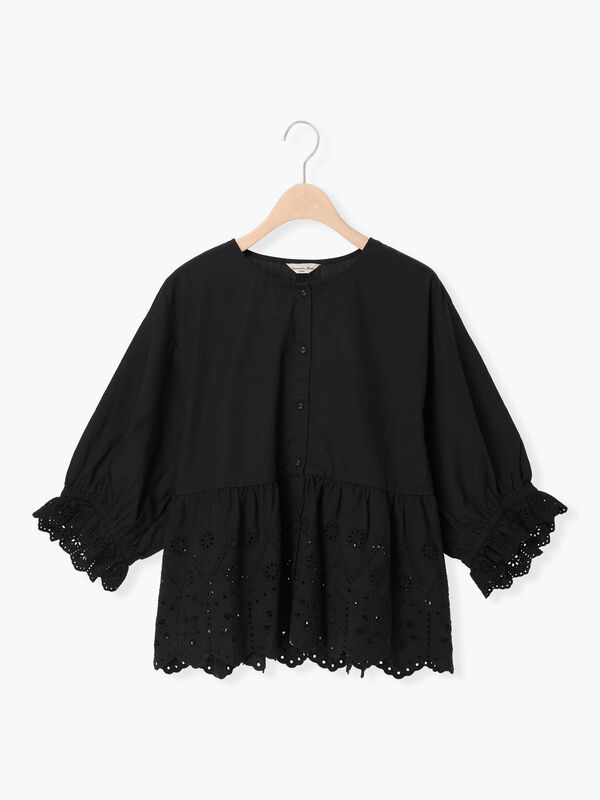 裾スカラップレース切替ブラウス（ブラック）｜Samansa Mos2（サマンサ モスモス）通販
