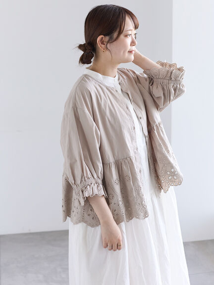 裾スカラップレース切替ブラウス（オフホワイト/ブラック/ベージュ）｜Samansa Mos2（サマンサ モスモス）通販