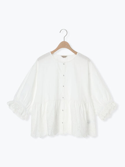 裾スカラップレース切替ブラウス（オフホワイト/ブラック/ベージュ）｜Samansa Mos2（サマンサ モスモス）通販