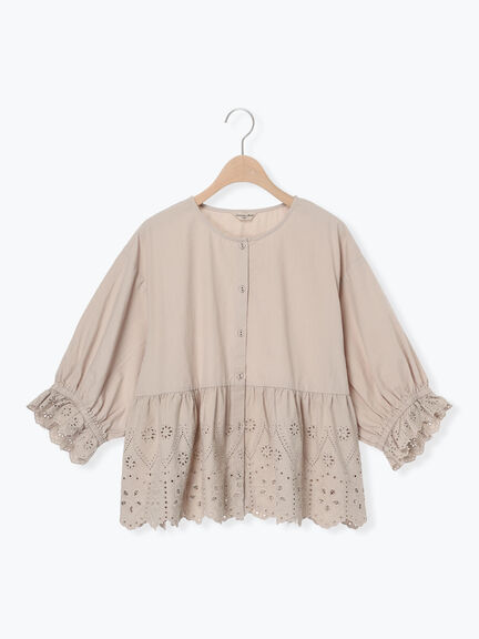 裾スカラップレース切替ブラウス（オフホワイト/ブラック/ベージュ）｜Samansa Mos2（サマンサ モスモス）通販