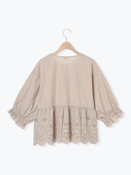 裾スカラップレース切替ブラウス（オフホワイト/ブラック/ベージュ）｜Samansa Mos2（サマンサ モスモス）通販