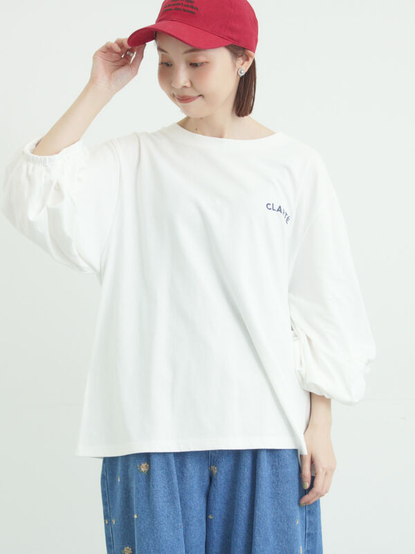 袖タックTシャツ（オフホワイト/グレー/グリーン/ネイビー/トップス/T