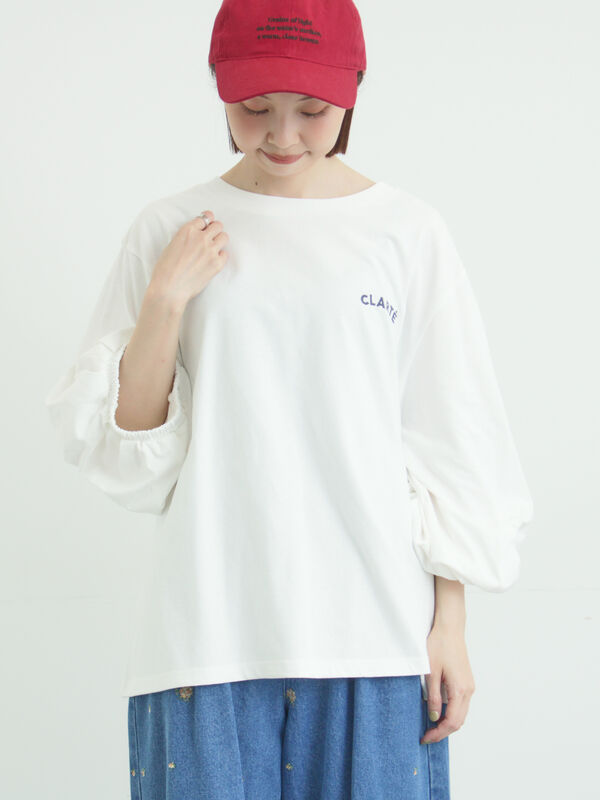 袖タックTシャツ（オフホワイト/グレー/グリーン/ネイビー/トップス/T