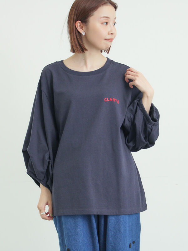 袖タックTシャツ（オフホワイト/グレー/グリーン/ネイビー/トップス/T