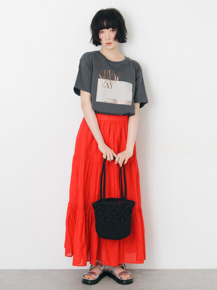 【接触冷感】スクエア箔ロゴTシャツ（オフホワイト/チャコールグレー/サックスブルー）｜Samansa Mos2（サマンサ モスモス）通販