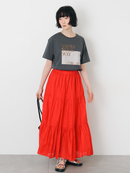 【接触冷感】スクエア箔ロゴTシャツ（オフホワイト/チャコールグレー/サックスブルー）｜Samansa Mos2（サマンサ モスモス）通販
