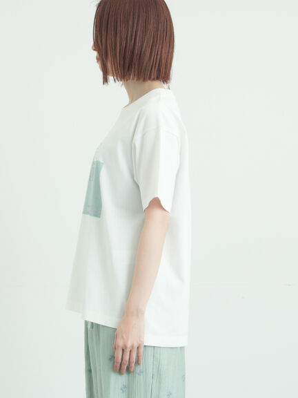 【接触冷感】スクエア箔ロゴTシャツ（オフホワイト/チャコールグレー/サックスブルー）｜Samansa Mos2（サマンサ モスモス）通販