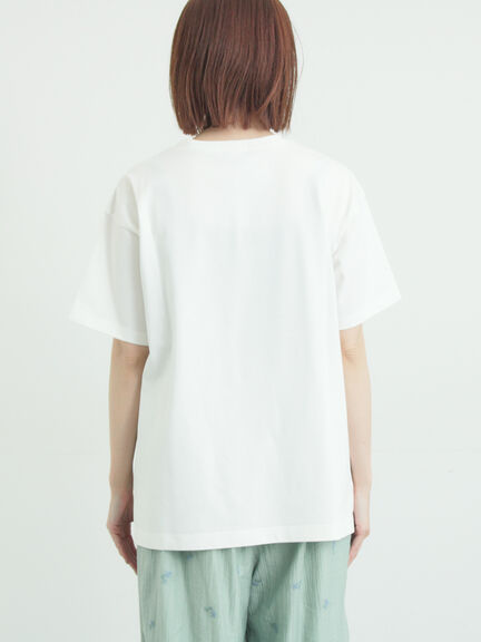 【接触冷感】スクエア箔ロゴTシャツ（オフホワイト/チャコールグレー/サックスブルー）｜Samansa Mos2（サマンサ モスモス）通販