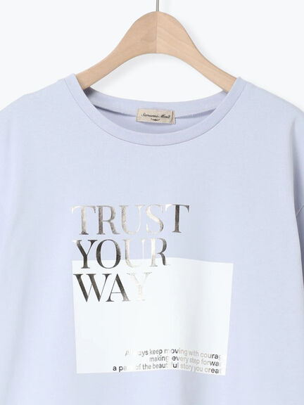 【接触冷感】スクエア箔ロゴTシャツ（オフホワイト/チャコールグレー/サックスブルー）｜Samansa Mos2（サマンサ モスモス）通販