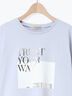 【接触冷感】スクエア箔ロゴTシャツ（オフホワイト/チャコールグレー/サックスブルー）｜Samansa Mos2（サマンサ モスモス）通販