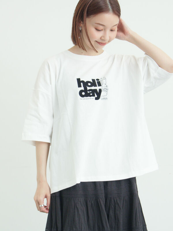 【ホワイト】カモフラージュフロッキープリントシャツ ヴィンテージ風天竺おじさんフロッキープリントTシャツ（オフホワイト