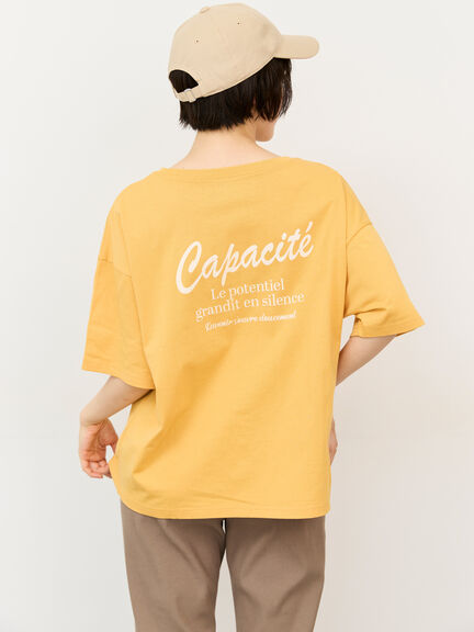 【接触冷感】ロゴ刺繍バックプリントTシャツ（オフホワイト/チャコールグレー/オレンジ/ブラウン）｜Samansa Mos2（サマンサ モスモス）通販