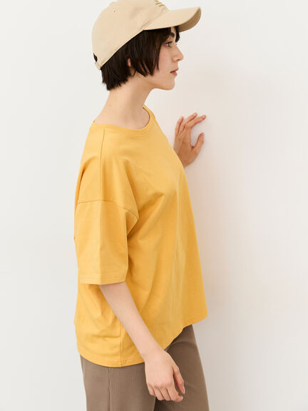 【接触冷感】ロゴ刺繍バックプリントTシャツ（オフホワイト/チャコールグレー/オレンジ/ブラウン）｜Samansa Mos2（サマンサ モスモス）通販