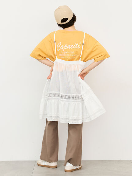 【接触冷感】ロゴ刺繍バックプリントTシャツ（オフホワイト/チャコールグレー/オレンジ/ブラウン）｜Samansa Mos2（サマンサ モスモス）通販