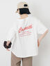【接触冷感】ロゴ刺繍バックプリントTシャツ（オフホワイト/チャコールグレー/オレンジ/ブラウン）｜Samansa Mos2（サマンサ モスモス）通販