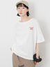 【接触冷感】ロゴ刺繍バックプリントTシャツ（オフホワイト/チャコールグレー/オレンジ/ブラウン）｜Samansa Mos2（サマンサ モスモス）通販