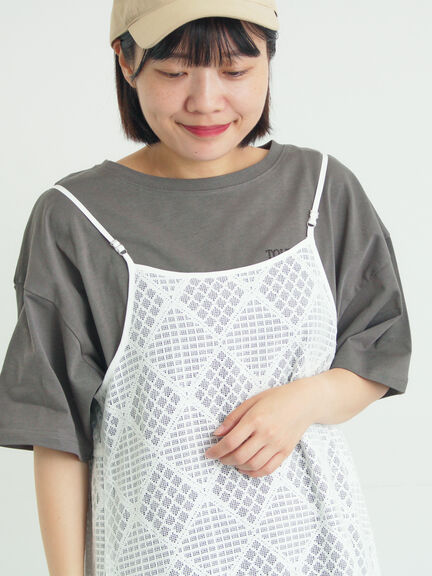 【接触冷感】ロゴ刺繍バックプリントTシャツ（オフホワイト/チャコールグレー/オレンジ/ブラウン）｜Samansa Mos2（サマンサ モスモス）通販