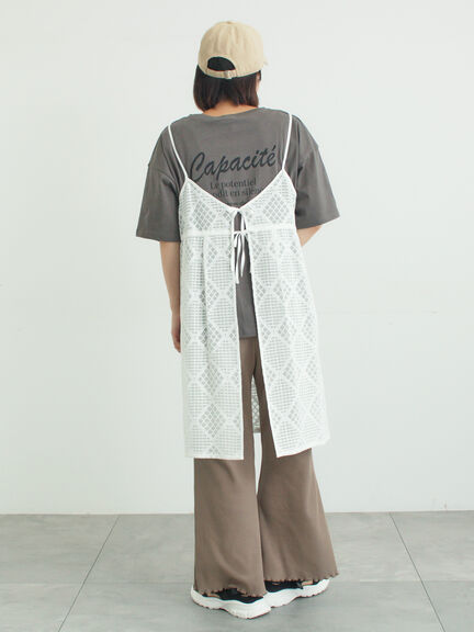 【接触冷感】ロゴ刺繍バックプリントTシャツ（オフホワイト/チャコールグレー/オレンジ/ブラウン）｜Samansa Mos2（サマンサ モスモス）通販