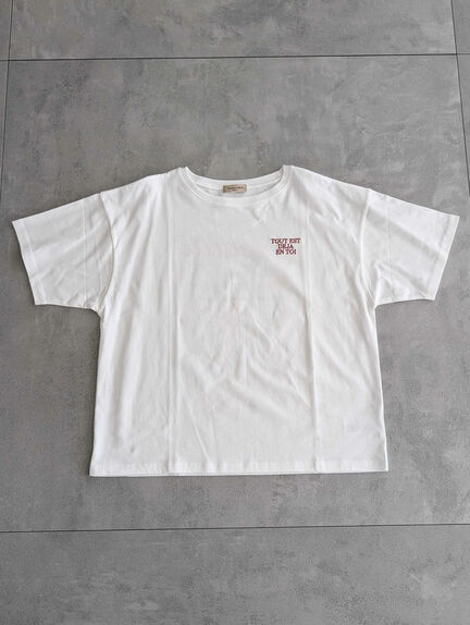 【接触冷感】ロゴ刺繍バックプリントTシャツ（オフホワイト/チャコールグレー/オレンジ/ブラウン）｜Samansa Mos2（サマンサ モスモス）通販