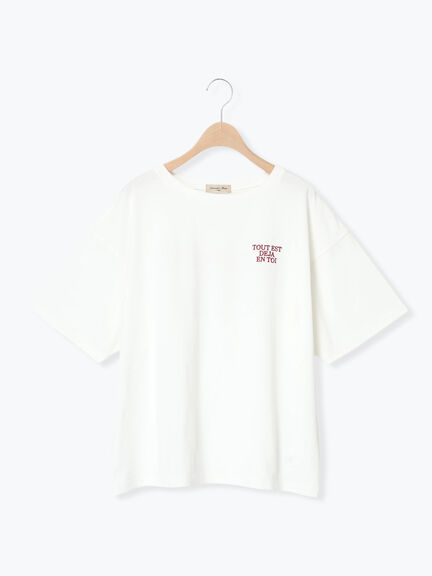 【接触冷感】ロゴ刺繍バックプリントTシャツ（オフホワイト/チャコールグレー/オレンジ/ブラウン）｜Samansa Mos2（サマンサ モスモス）通販