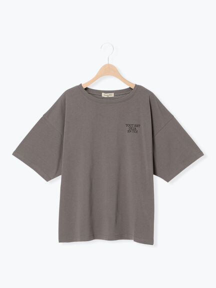 【接触冷感】ロゴ刺繍バックプリントTシャツ（オフホワイト/チャコールグレー/オレンジ/ブラウン）｜Samansa Mos2（サマンサ モスモス）通販