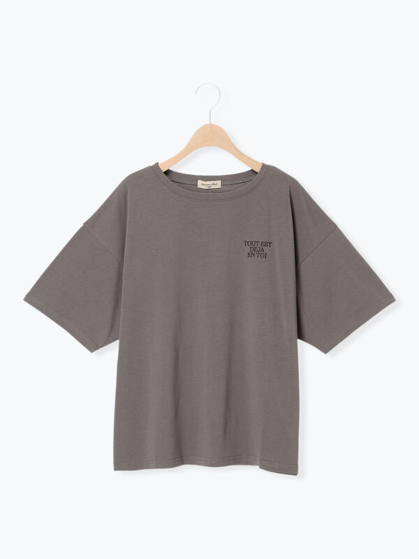 セール】 【接触冷感】ロゴ刺繍バックプリントTシャツ（オフホワイト