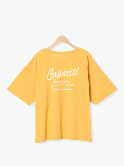 【接触冷感】ロゴ刺繍バックプリントTシャツ（オフホワイト/チャコールグレー/オレンジ/ブラウン）｜Samansa Mos2（サマンサ モスモス）通販