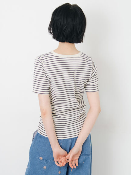 【接触冷感】柄アソート半袖リブカットソー（ブラック/ピンク/ブルー/キナリ）｜Samansa Mos2（サマンサ モスモス）通販