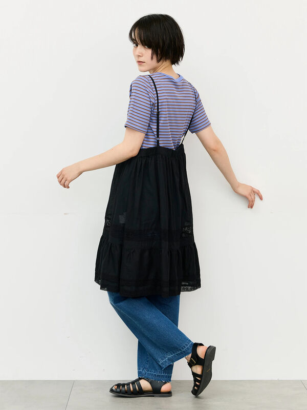 期間限定】 【接触冷感】柄アソート半袖リブカットソー（ブラック