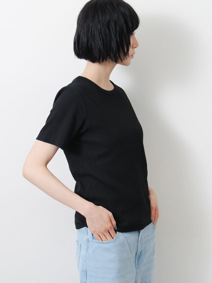 【接触冷感】柄アソート半袖リブカットソー（ブラック/ピンク/ブルー/キナリ）｜Samansa Mos2（サマンサ モスモス）通販