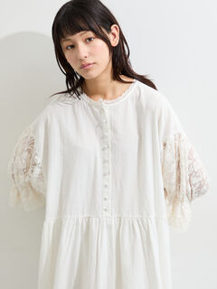 立川店/EC限定】リネンフラップコートワンピース（ネイビー/キナリ