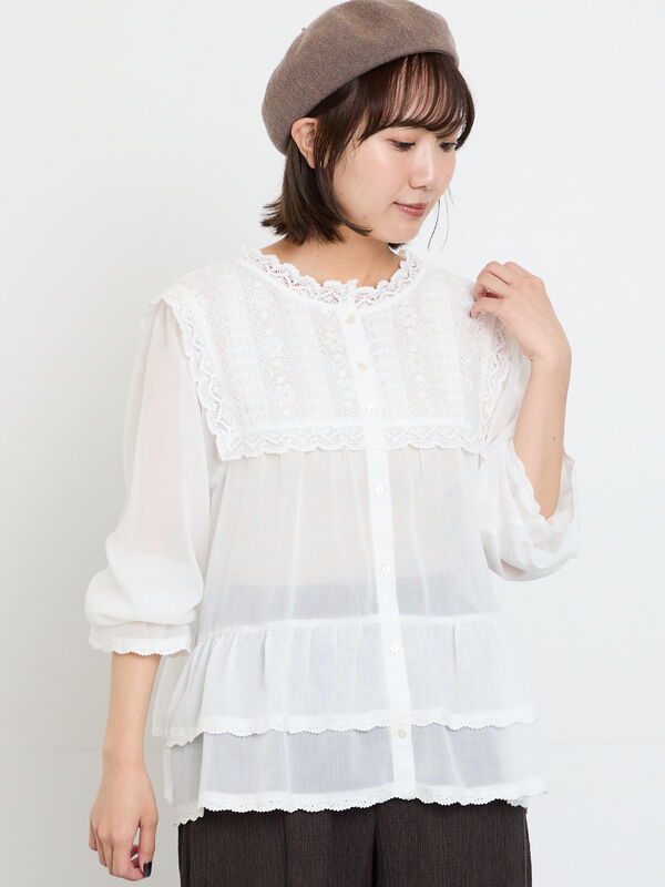 【最終お値下げ】マチャット　レース　ブラウス MOUSSY | FRILL LACE ブラウス (Tシャツ・カットソー(長袖) ) |SHEL