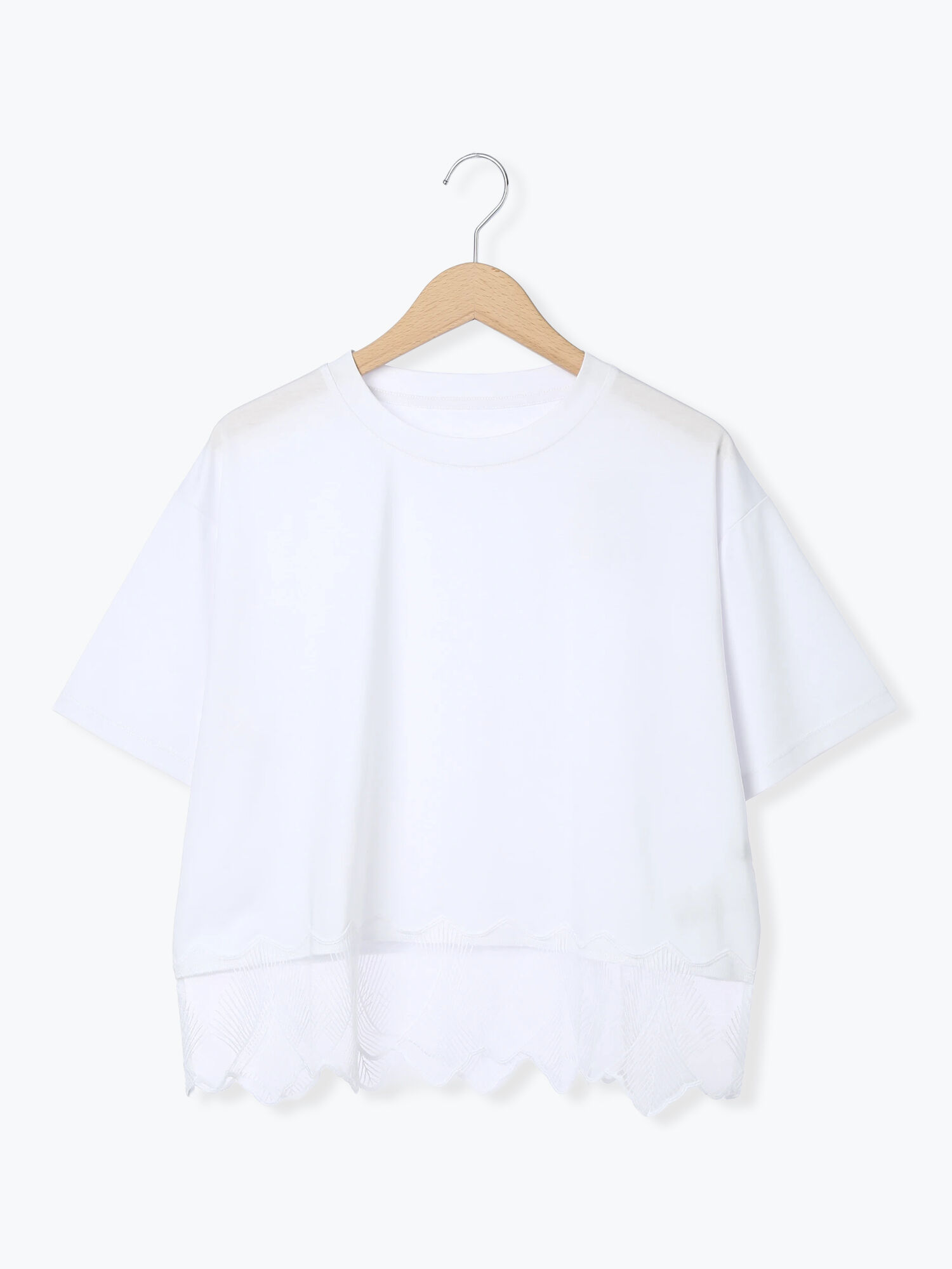 セール】 スカラップレースTシャツ（ホワイト/ブラック/ネイビー