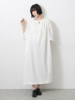 立川店/EC限定】リネンフラップコートワンピース（ネイビー/キナリ