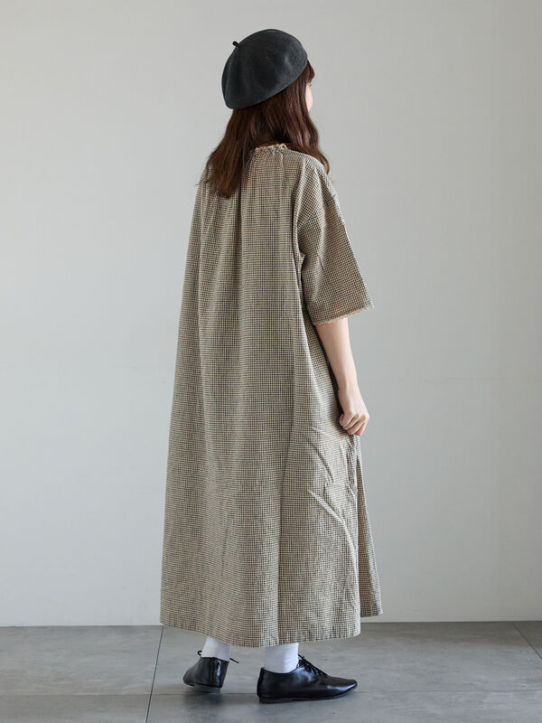 SA刺繍】スモックワンピース（オフホワイト/ブラック/ベージュ