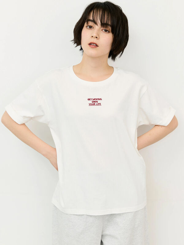 【接触冷感】アソートワンポイント刺繍Tシャツ（オフホワイト）｜Samansa Mos2（サマンサ モスモス）通販