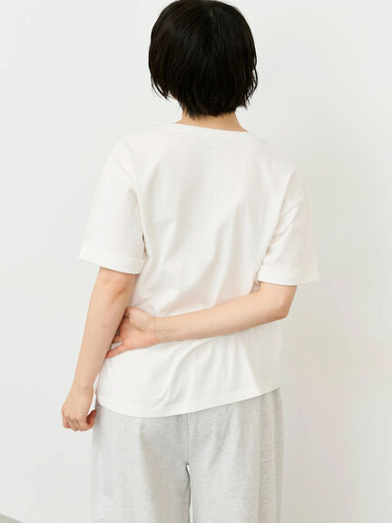 【接触冷感】アソートワンポイント刺繍Tシャツ（オフホワイト/チャコールグレー/イエロー）｜Samansa Mos2（サマンサ モスモス）通販