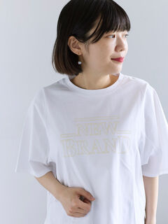 セール】 シルケット天竺ワイドアームプリントTシャツ（オフホワイト