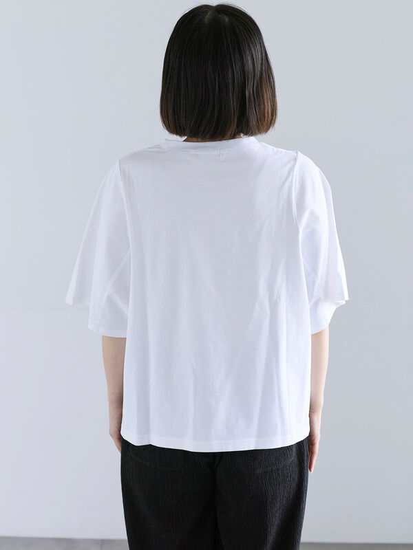 セール】 シルケット天竺ワイドアームプリントTシャツ（オフホワイト