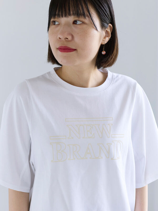 セール】 シルケット天竺ワイドアームプリントTシャツ（オフホワイト