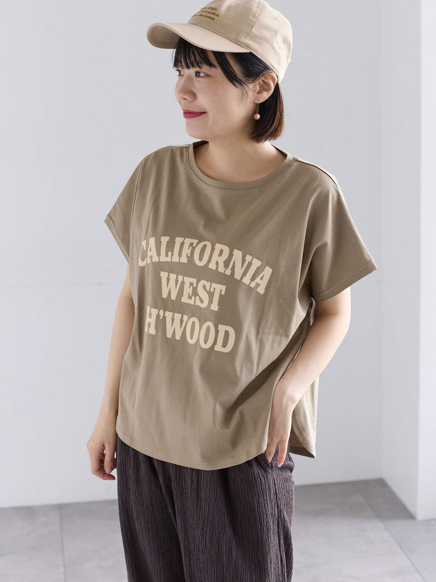 セール】 シルケット天竺フロッキープリントTシャツ（オフホワイト
