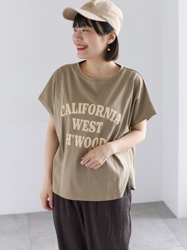 セール】 シルケット天竺フロッキープリントTシャツ（オフホワイト