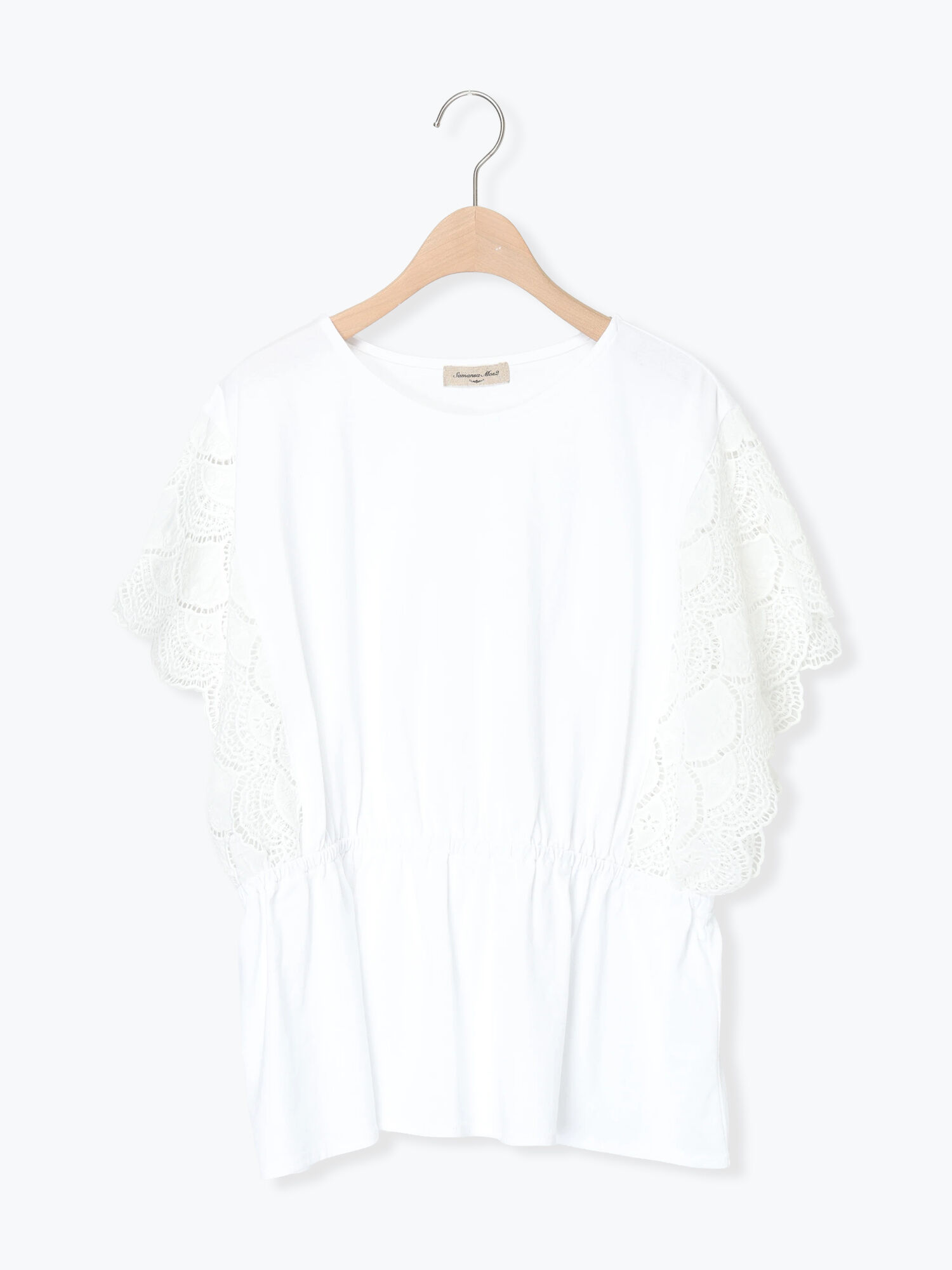 セール】 カットワーク刺繍ドッキングTシャツ（オフホワイト/ブラック