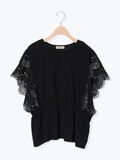 カットワーク刺繍ドッキングTシャツ（ブラック）｜Samansa Mos2（サマンサ モスモス）通販