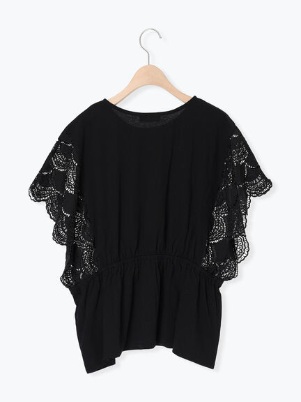 カットワーク刺繍ドッキングTシャツ（オフホワイト/ブラック）｜Samansa Mos2（サマンサ モスモス）通販