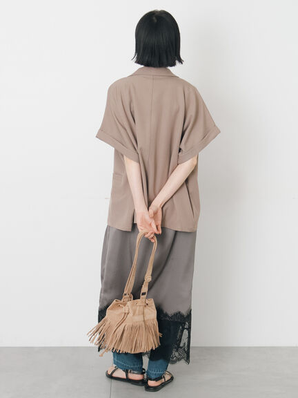 【イージーケア、接触冷感】リネンタッチジャケット（チャコールグレー/ライトベージュ/モカ）｜Samansa Mos2（サマンサ モスモス）通販