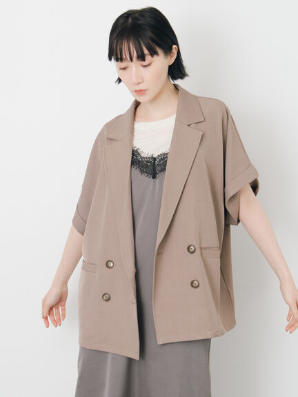 【イージーケア、接触冷感】リネンタッチジャケット（チャコールグレー/ライトベージュ/モカ）｜Samansa Mos2（サマンサ モスモス）通販