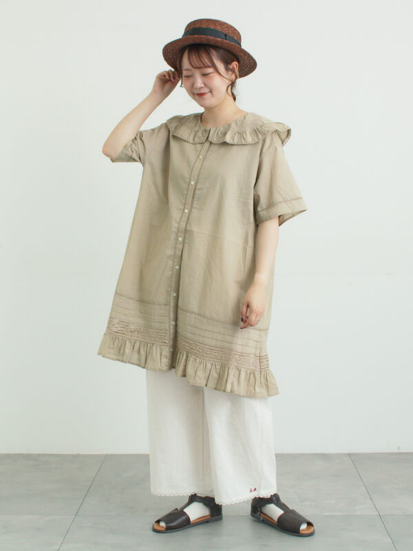 45r*pm レースブラウス ＆裾刺繍ばんつ SA刺繍】裾レースドロワーズパンツ（オフホワイト/ベージュ/チェック