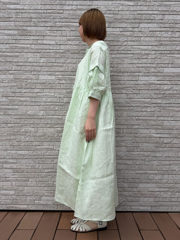 立川店/EC限定】リネンタックパフスリーブワンピース（ピンク/ミント